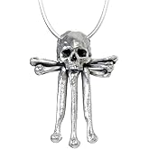 Crossbones Vertical Skull and Bone Pendant Metal Jewelry for Necklace