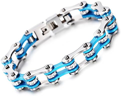 HOKY Bling Crystals Bike Chain Bracelets Stainless Steel Jewelry
