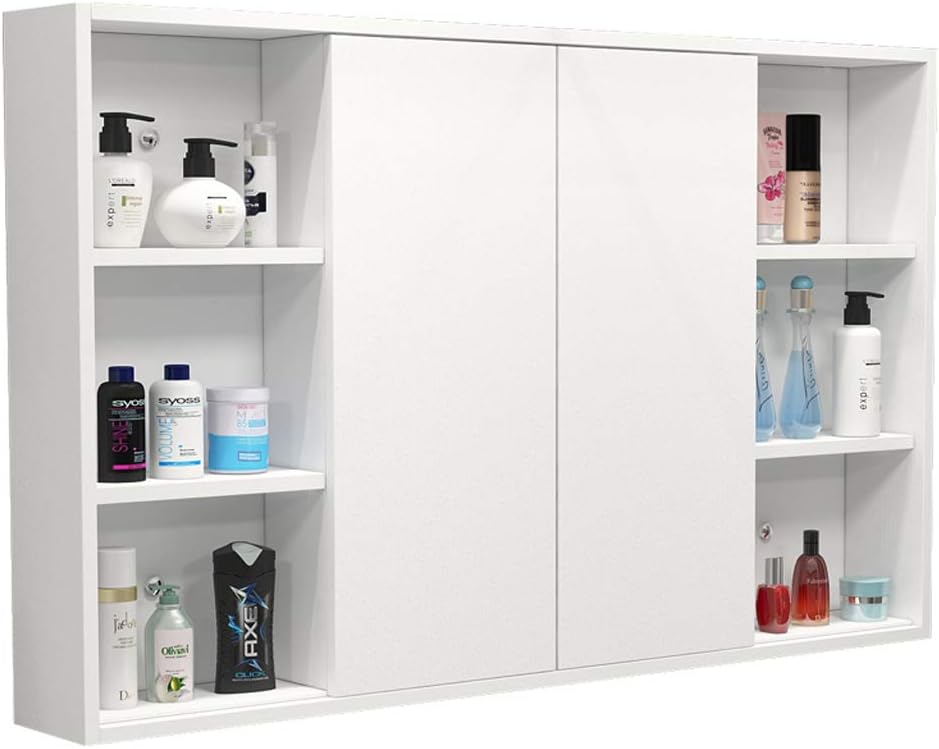 Amazon Com Zaizai Bathroom Mirror Cabinet 2 Door Storage Cupboard Wall Hung Modern White Bathroom Mirror Cabinet Wall Storage Cabinet With Mirror Wall Cupboard Sliding Door