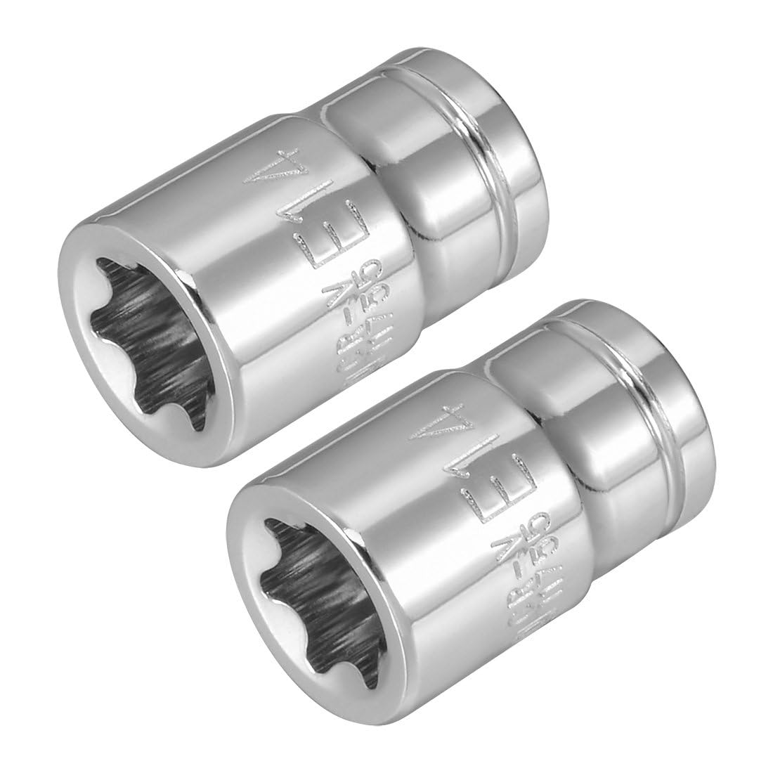 TOP-VIGOR 2Pcs 3/8-inch Drive E14 Torx Shallow Socket, Cr-V Drive Socket Steel for Auto Repairing and Household