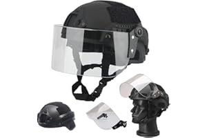 Koyheng Airsoft MICH 2000 ACH Tactical Helmet with Clear Visor NVG Mount and Side Rail