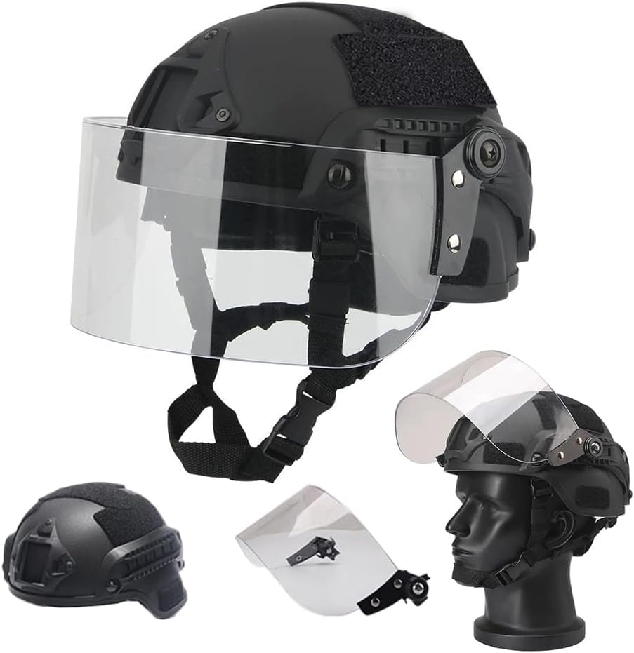 Photo 1 of *MISSING VISOR* Airsoft MICH 2000 ACH Tactical Helmet with Clear Visor NVG Mount and Side Rail
