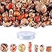 600 Pieces Natural Color Printed Wood Beads Multi-Color Round Wooden Beads Wooden Spacer Beads with Clear Elastic Cord for DIY Jewelry Making （Color Set 2）
