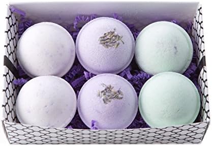 Bath Bomb Gift Set w/ Lavender, Coconut Milk & Lavender and Lavender Chamomile Scented Fizzies Bath Balls | Set of 6, Handmade in USA From Melrose Soaps