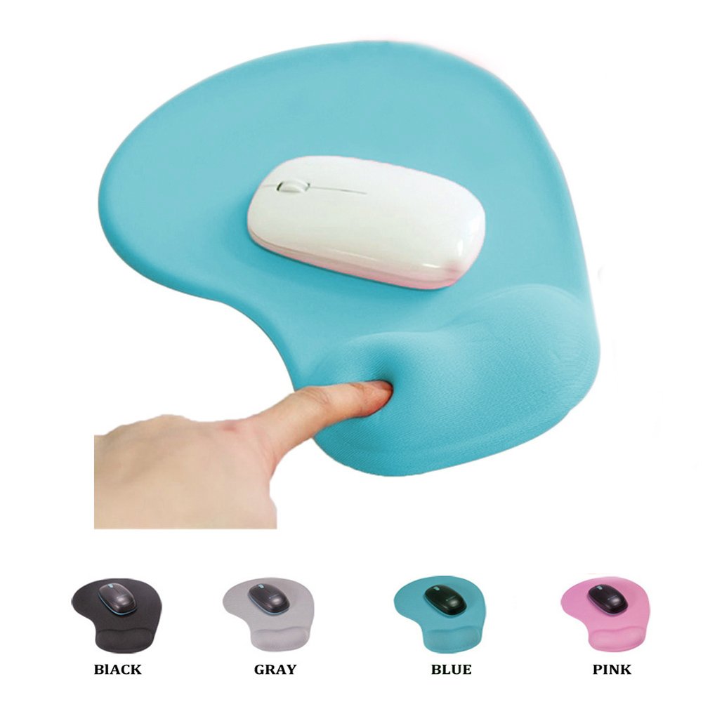 SHESHY Mouse Pad Gel, Mouse Mat with Wrist Rest - With Convenient Gel Wrist Support - Non-slip Rubber Base, Ergonomic, Gray/Black/Pink/Blue