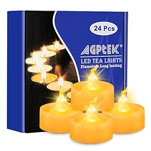 AGPtek Lot 24 Velas LED a Pilas Incorporadas, Blanca Fría, con Temporizador, Sin Fuego, Velas Electrónicas Decorativas para Bodas Fiestas