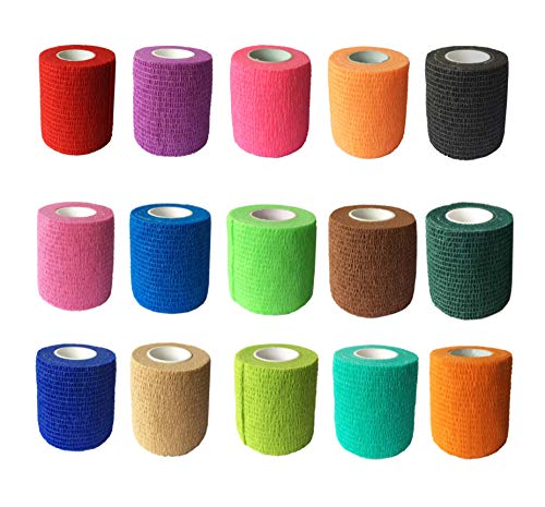 image for KISEER 15 Pieces Self Adhesive Bandage Wrap Rolls Elastic Self-Adheren