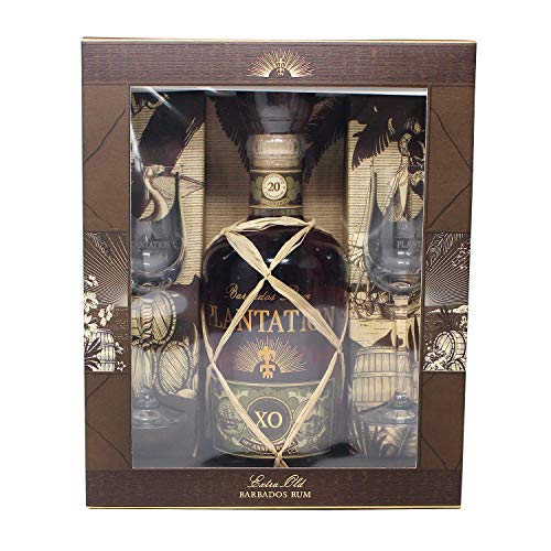Plantation Barbados XO Extra Old 20th Anniversary mit Geschenkverpackung mit 2 Gläsern Rum, 700ml (1er Pack)