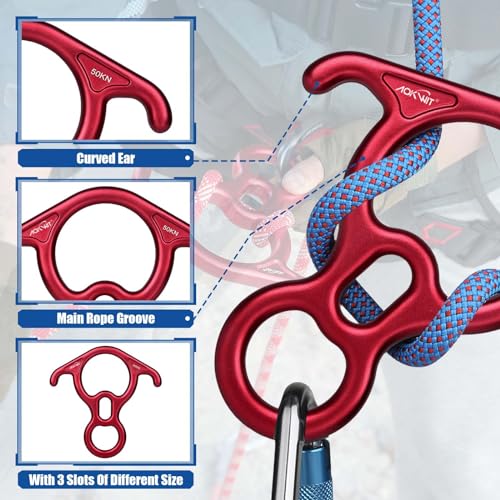 50KN Rescue Figure, 8 Descender Large BentEar Belaying and Rappelling