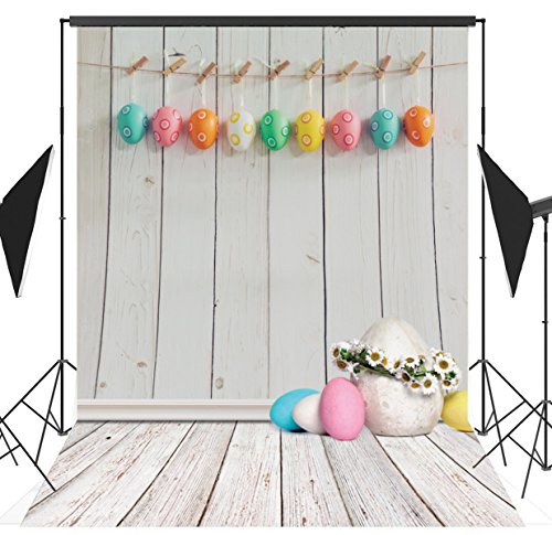 5x7ft Easter Egg Theme Photography Backdrop With White Wood Floor Backgrounds Vinyl Customized Photo Studio Props FHJ-002