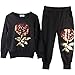 Jastore Baby Girl Cute 2PCS Flower Bow Clothing Set Long Sleeve Top +Plaid Pants (2T, Black Flower)