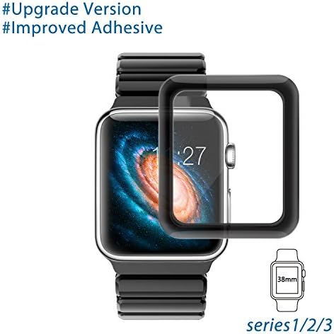 Apple Watch 38mm 3D Full Adhesive Screen Protector ( Series 2, Series 3), Atill Tempered Glass Screen Protector [Anti-scratch] [Bubble-free] for Apple iWatch