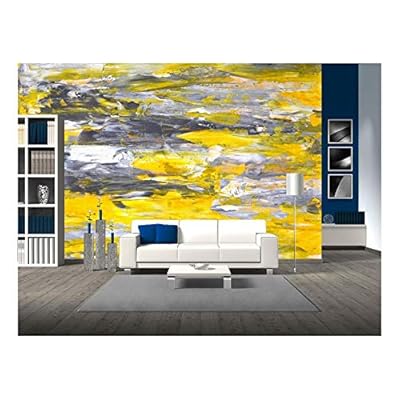 Grey and Yellow Abstract Art Painting - Wall Murals
