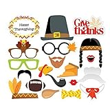 Tinksky Photo Booth Props 20 piece DIY Kit for Thanksgiving Wedding Party Reunions Birthdays Photobooth Dress-up Accessories Party Favors, Costumes with Mustache on a stick, Hats, Glasses, Mouth