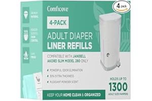 4 Pack Adult Diaper Liner Refills, Compatible with Janibell Akord 280 Model, Adult Diaper System to Eliminate Waste, Odor Resistant by Comficove