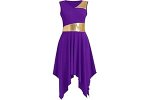 ZYACTU Womens Praise Dance Dress V-Neck Sleeveless Liturgical Worship Dress Lyrical Contemporary Dance Costumes