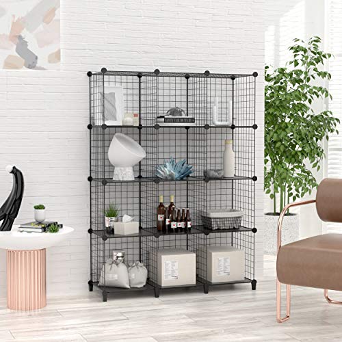 SIMPDIY Storage Rack with Wire Cube Storage 12 Cubes Bookshelf 37x12