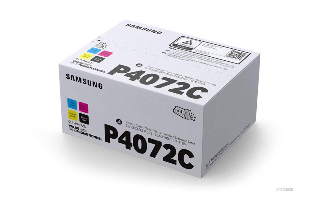 Samsung SU382A CLT-P4072C Toner Cartridges, Black/Cyan/Magenta/Yellow, Pack of 4, Multi Pack