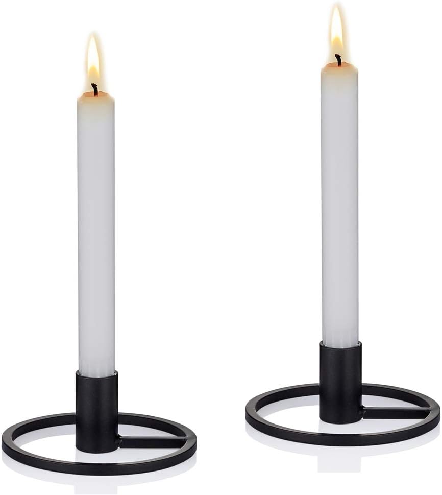 Sziqiqi Taper Candle Holders Set of 2 Retro Black Candlesticks Candle