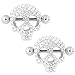 WOWOHE Nipple Rings for Women Stainless Steel Nipple Piercings 3D Skull Nipple Jewelry a Pair