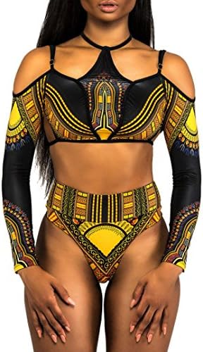Hot Sale!Clearance!Women Bikini Set Daoroka Sexy Vintage Bandage Cut Out African Dashiki Push Up Padded Bra Swimsuit Swimwear Beachwear (L, Black)