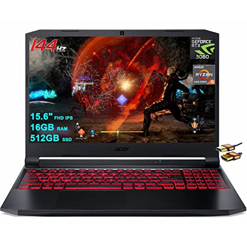Acer Nitro 15 Gaming Laptop FHD IPS 144Hz Display AMD Hexa-core  Ryzen 5600H Processor 16GB RAM 512GB