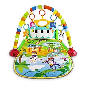 UNIH Baby Gym Play Mat and Play Piano Gym with Tummy Time Mat, Musical Light Activity Center for Infants Toddlers…