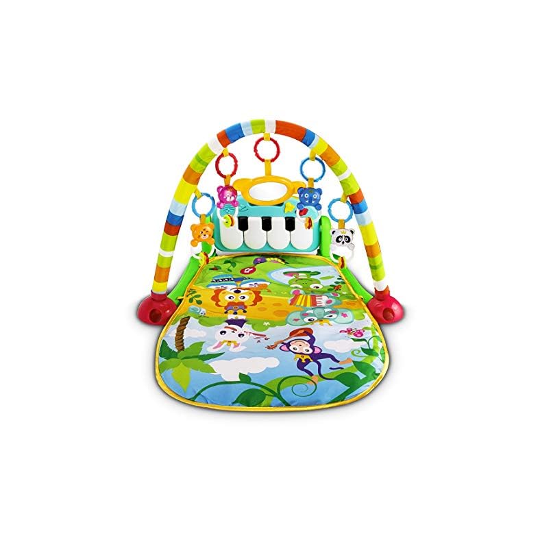 UNIH Baby Gym Play Mat and Play Piano Gym with Tummy Time Mat, Musical Light Activity Center for Infants Toddlers…