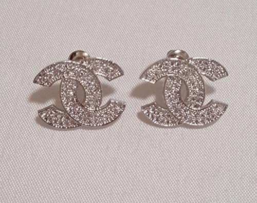 CC Cubic Zirconia diamond fashion womens earrings studs Silver (CC with CZ diamond)