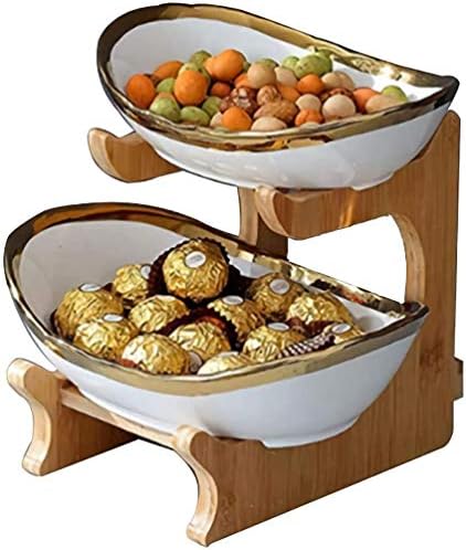 Homdo フルーツバスケット木製 セラミックドライフルーツプレート2段 3段 取り外し ケーキスタンド お菓子 果物収納かご 家庭用 寿司プレート キャンディプレート 党のレストラン ギフト Sjgckurnool Edu In