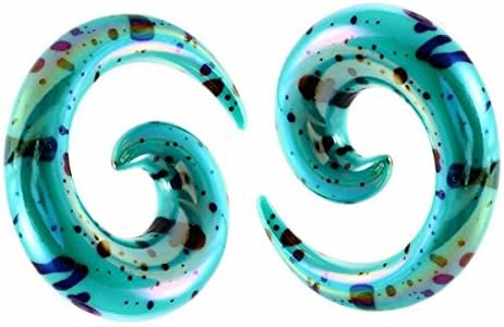 FHJEWE Spiral Ear Stretching Kit 12G-00G Cyan-blue UV Acrylic Ear Expander Plugs Tunnels 2 pieces(12mm)