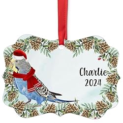 Blue Yellow Budgerigar Christmas Ornament 2024