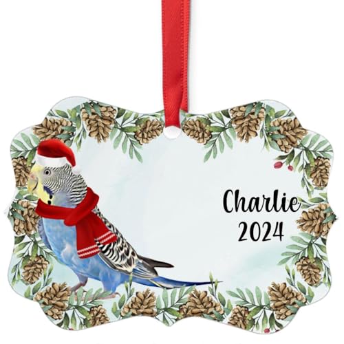 Blue Yellow Budgerigar Christmas Ornament 2024