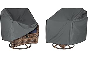 ANANMEI Outdoor Swivel Lounge Chair Cover 2 Pack, (37.5" L x 39.25" W x 38.5" H) 100% Waterproof Heavy Duty Outdoor Chair Covers, Patio Furniture Cover for Swivel Patio Lounge Chair (Grey)