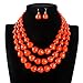 KOSMOS-LI 3 Layer Acrylic Orange Beads Multi Strand Necklace