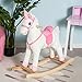 Qaba Kids Metal Plush Ride-On Unicorn Rocking Horse Chair Toy with Realistic Sounds