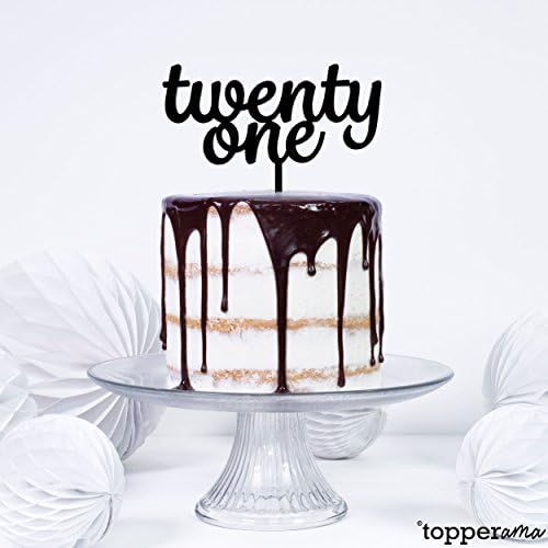 Twenty One 21 21st Age Birthday Cake Topper by Topperama (3mm Black Acrylic)