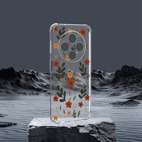 ChoosEU Transparent Case for Xiaomi Redmi 14C / Redmi 14C Slim Protective Soft TPU Silicone Case with Flowers Flower Drawings Clear Case Anti-Shock Protective Case Cover, Red Green