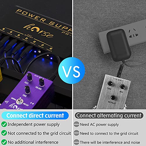 Guitar Pedal Power Supply,Horse Portable 7 Isolated DC Output Builtin Rechargeable Battery for