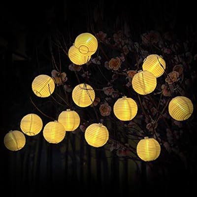 Solar Outdoor String Lights 20 LED Warm White Lattern Ball Christmas Globle lights fo Garden Path Party