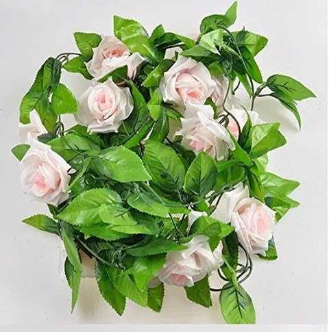 1 X Artificial Rose Silk Flower Green Leaf Vine Garland Home Wall Party Decor Wedding Decal