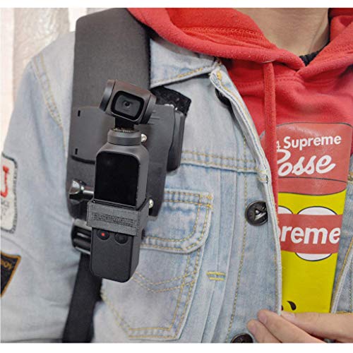 Portable Expansion 1/4 inch Screw Adapter Bracket + Clip for DJI Osmo Pocket Handheld Gimbal Stabilizer (Black)