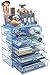 Sorbus Acrylic Makeup Organizer Set, 6-Drawer Vanity & Countertop Cosmetic Storage with Small & Wide Compartments, Blue Brilliance Makeup Storage for Brushes, Jewelry – Holiday Gift for Women & Teens