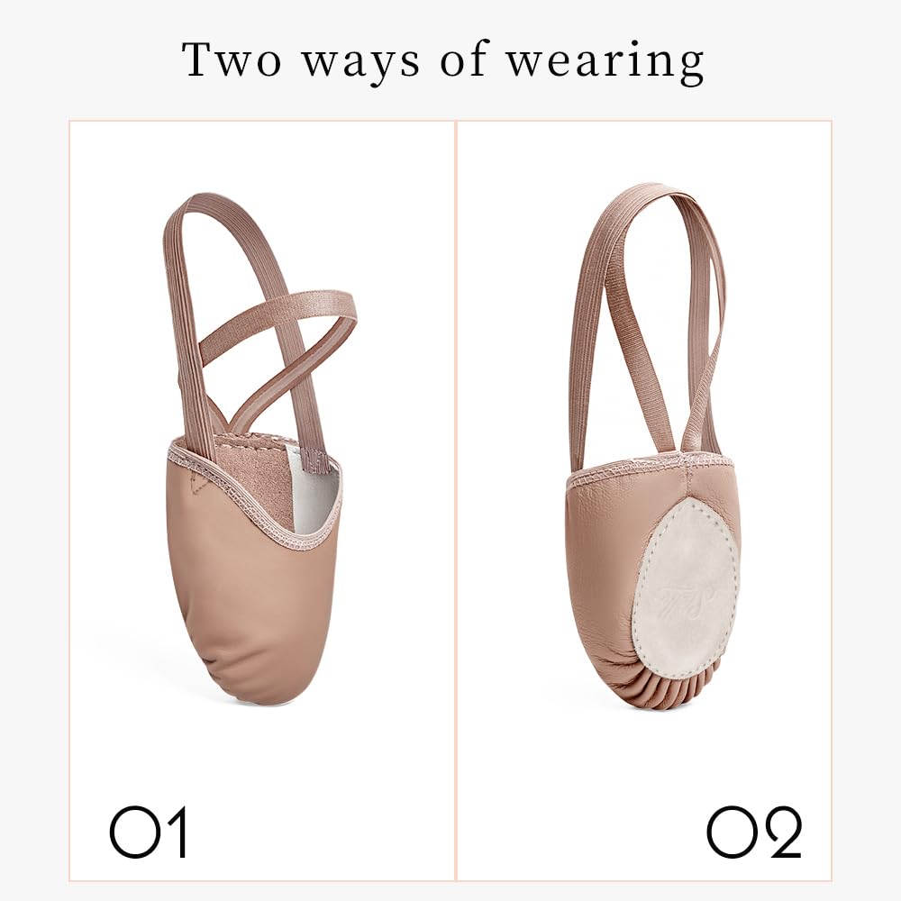 Stelle Leather Half Soles Dance Shoes Womens Lyrical Pirouette Turners Dance Shoes for Turning (Girls/Boys/Men/Adult)