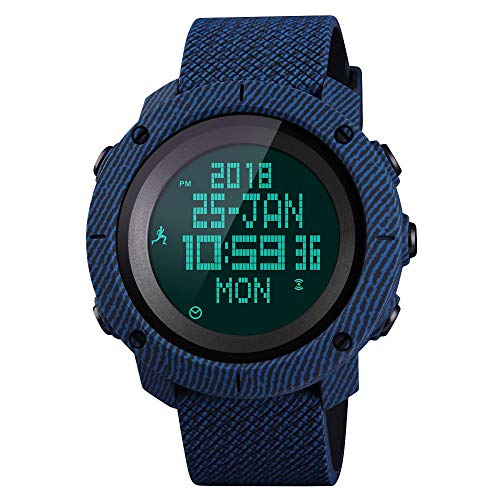 SKMEI Mens Digital Sports Watches, Military Compass Waterproof Watches Pedometer Stopwatch Countdown Wristwatch for Men - Thumbnail 7