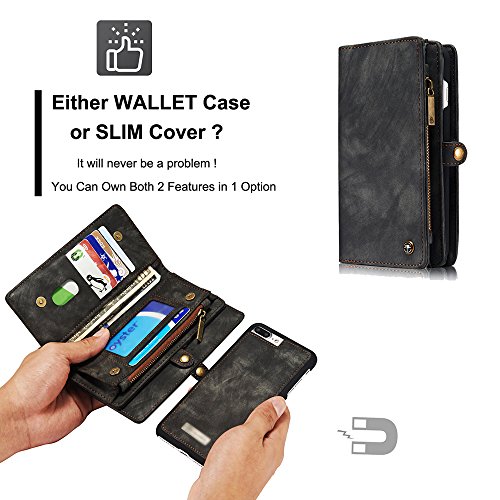 Leather Wallet Magnetic Detachable Phone Case Case with Card Holder Flip Cover for IPhone XS, Grey