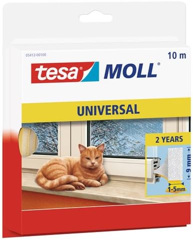 tesa INSULATION Weatherstrip, Sealing Tape M, Foam Sealant for Insulating gaps in the home Self-adhesive, White