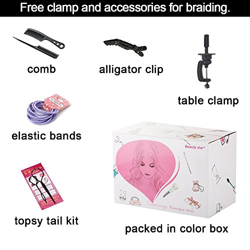 Beauty Star 29 Inch Colorful Mannequin Head with 100% Syntheic Hair Professional Bride Hairdressing Cosmetology Doll Head Training Head Free Stand holder + Practice Tools - Thumbnail 6