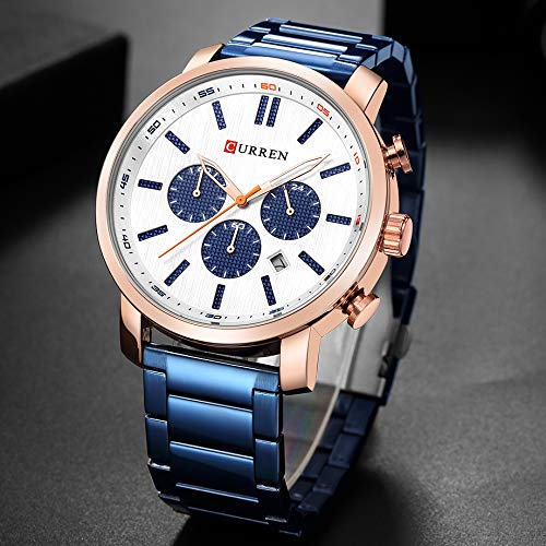 Curren 8315 - Reloj de pulsera para hombre, diseño de zona horaria analógica, color azul - Imagen 3
