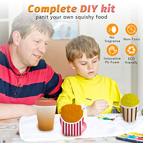 LovesTown Squishy Making Kit,6 Pcs DIY Squishies Slow Rising Jumbo Food DIY Dessert Toy Paint Your Own Squishies for Birthday Gifts